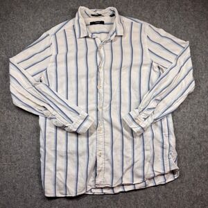 Mavi Mens Regular Fit Long Sleeve Striped Button Down Shirt White Blue M0210174